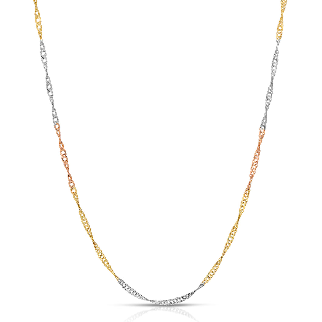 14kt Tri Color Singapore chain