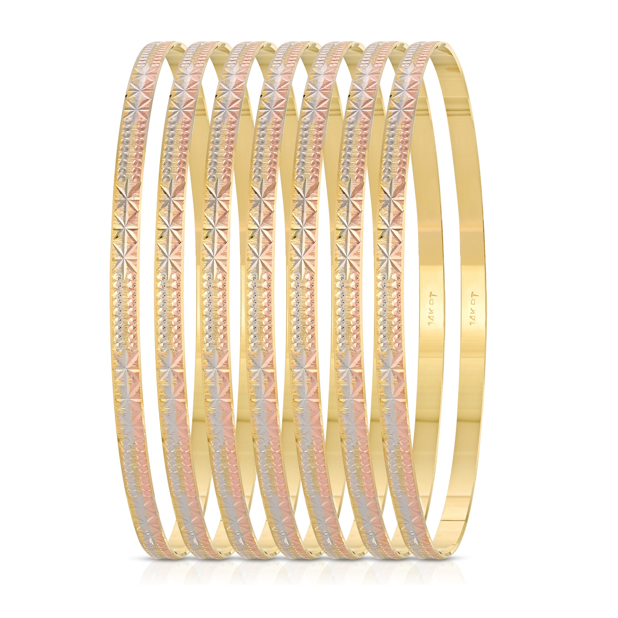 Bangles - Tri Color New Solid | Crown Gold Inc. Wholesale Gold Jewelry